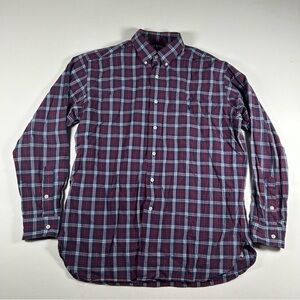 Vtg Ralph Lauren Mcmeel Red Blue Plaid Button Up Shirt Mens L Long Sleeve 90s